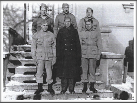 Front Row l-r: Lt. Evans, Charles Kouns, Bill 
Fabian;
Back Row l-r: Charles Witt, Lou Otterbein, Herm Littman